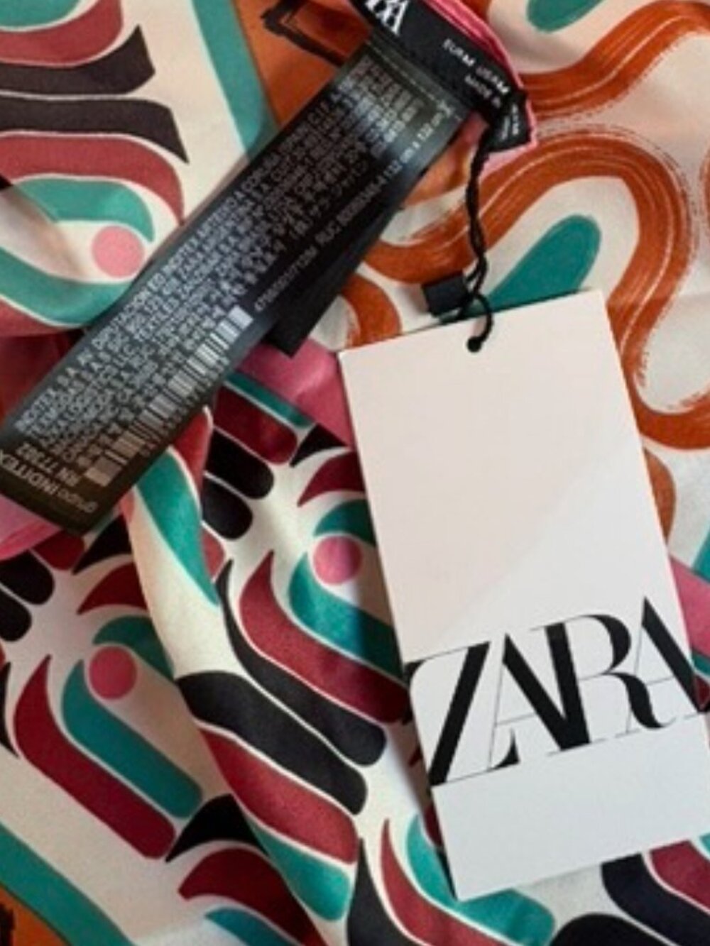 Zara large colorful square scarf (52") NWT - Picture 2 of 4